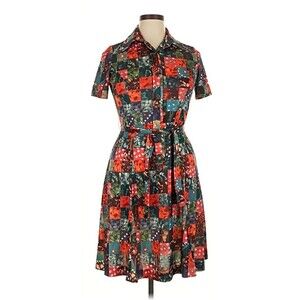 Vintage 70s Country Miss Patchwork Floral Prairie Boho Dress Size Medium